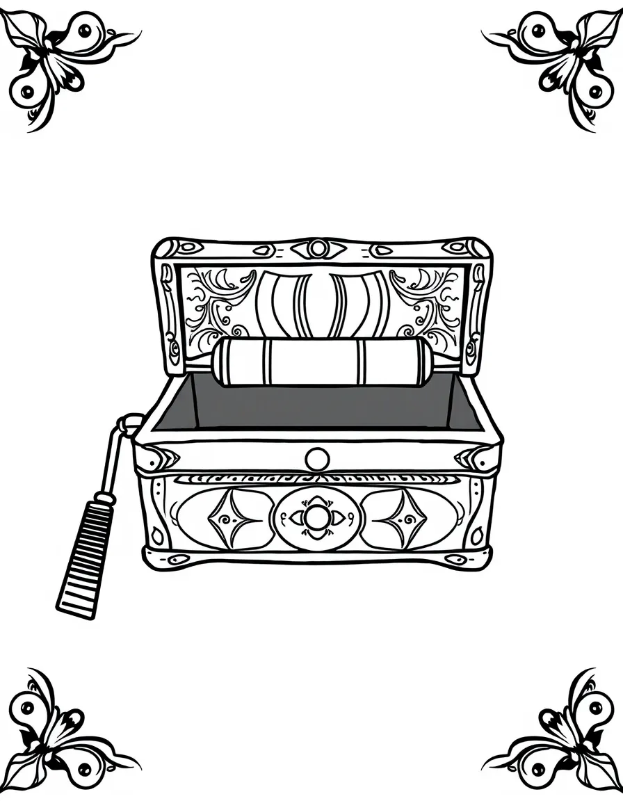 Pattern music box with cylinder and comb details