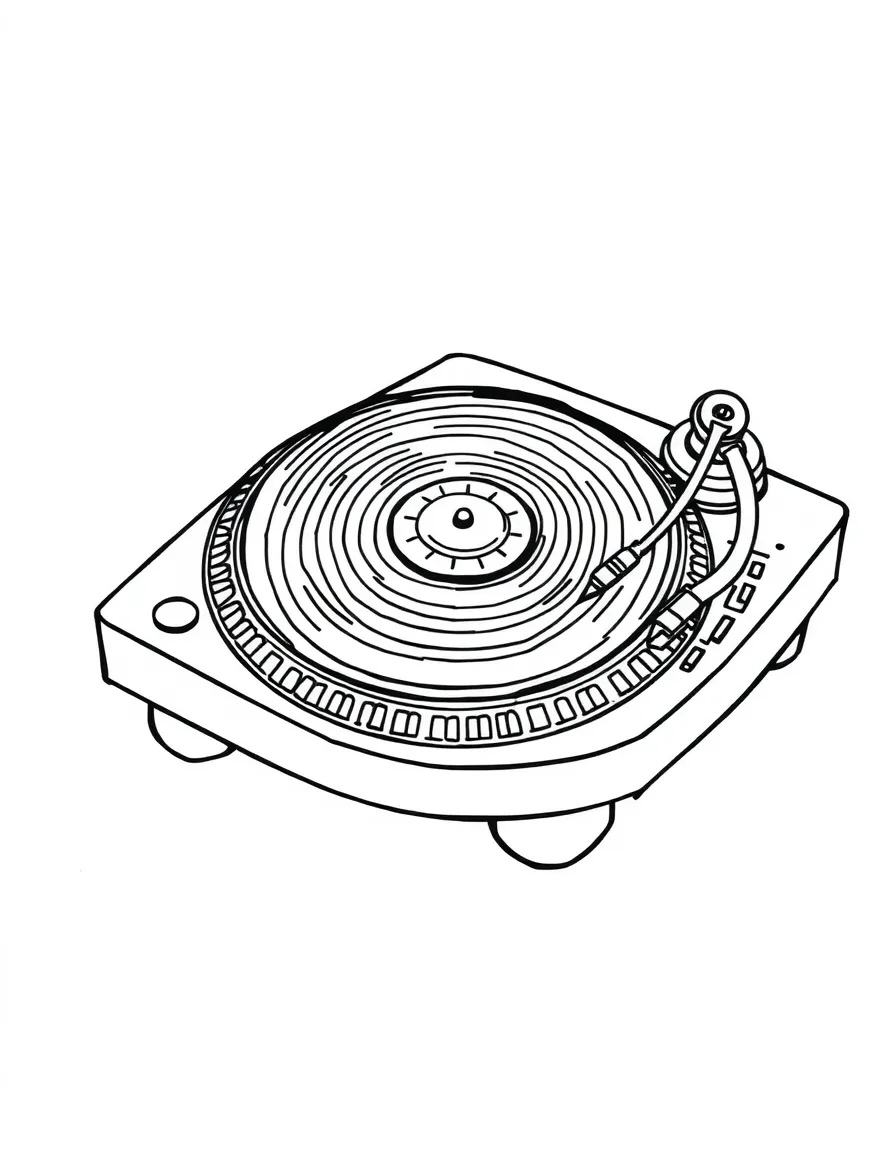 Zentangle DJ turntable with disc and arm patterns
