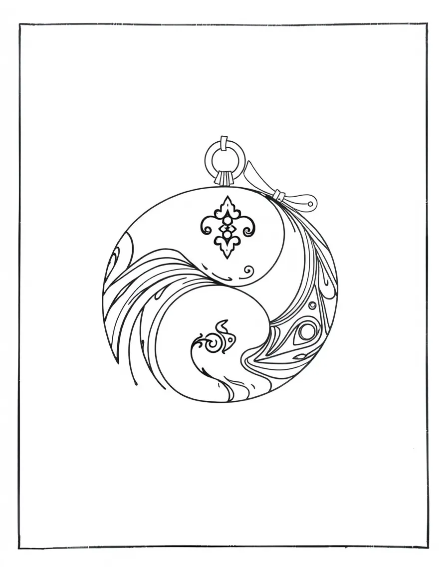 Abstract yin-yang with balancing pattern elements