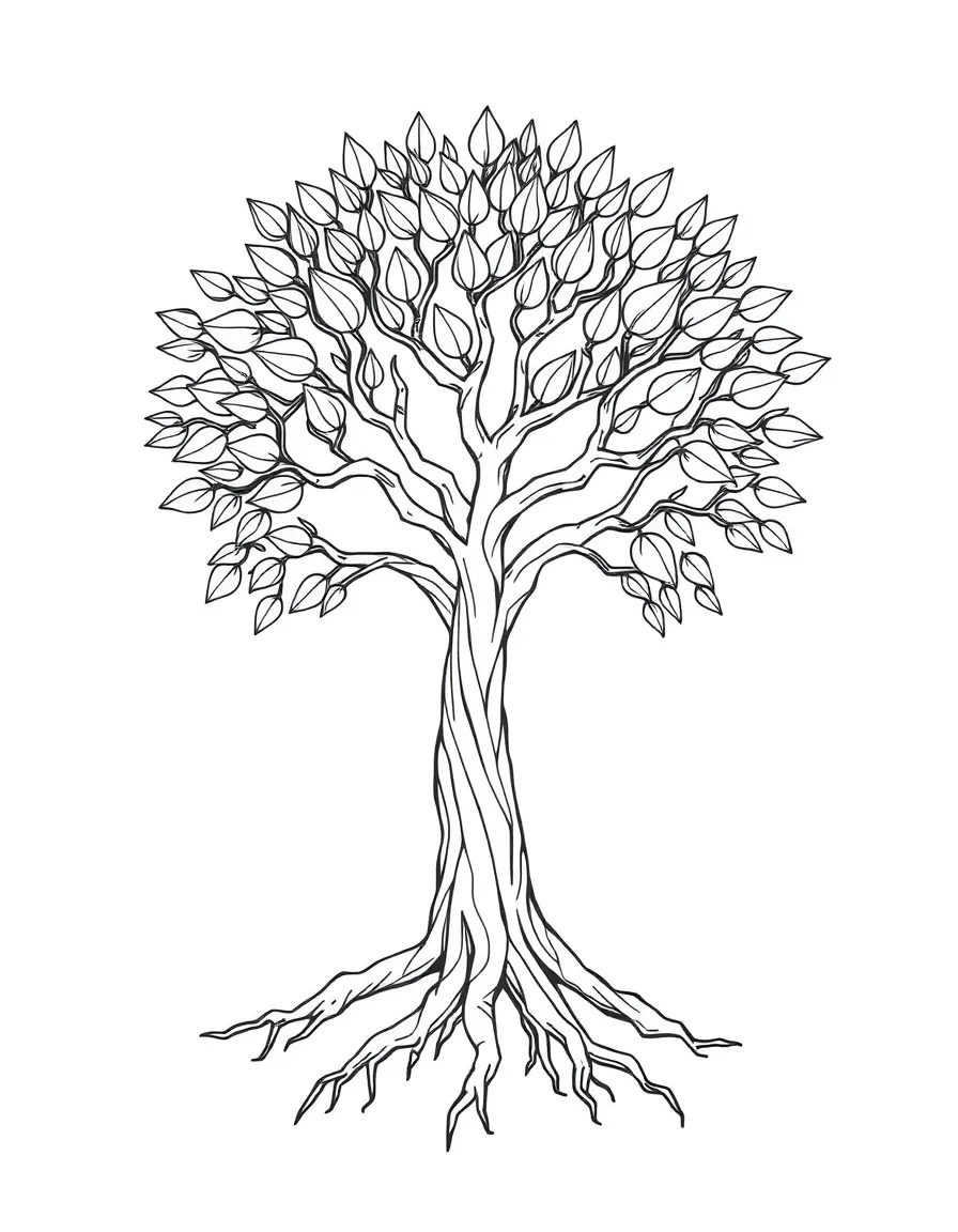 Pattern tree of life with branch and root details