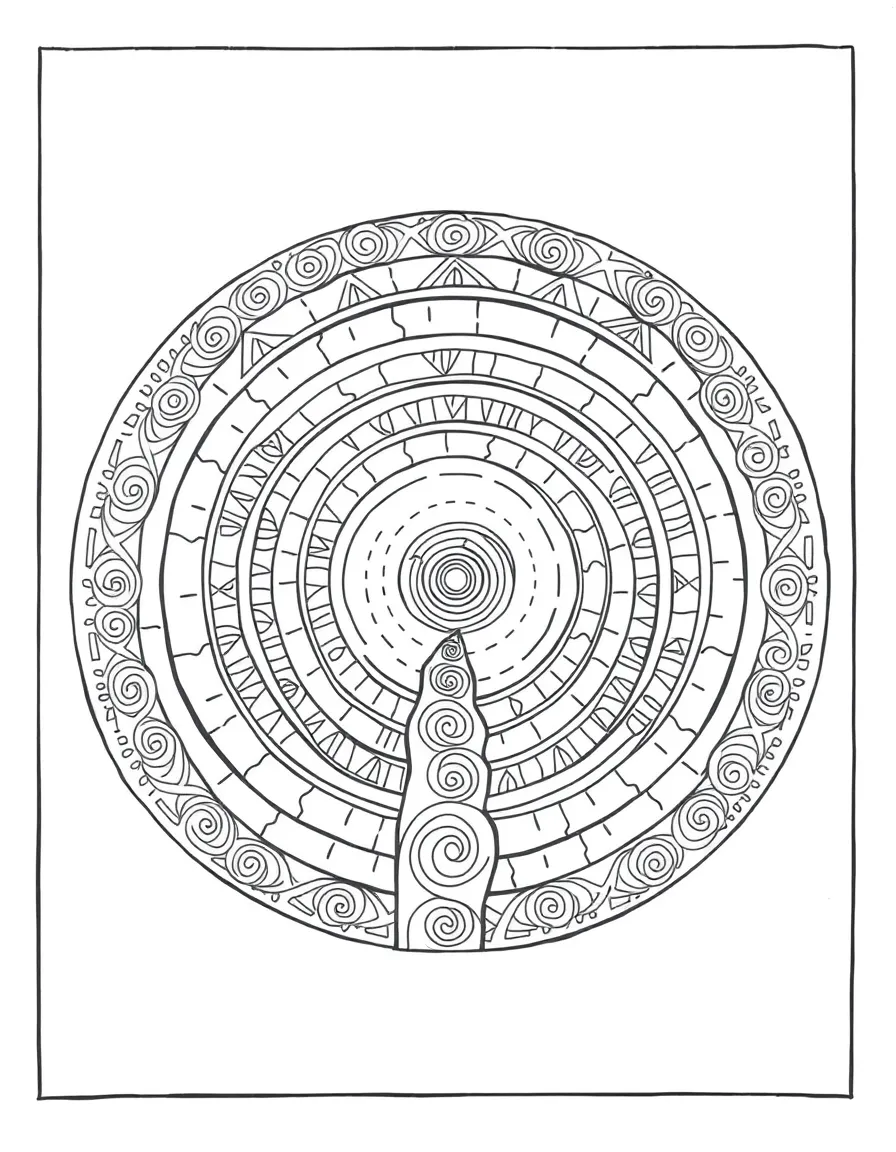 Zentangle labyrinth with path and center patterns