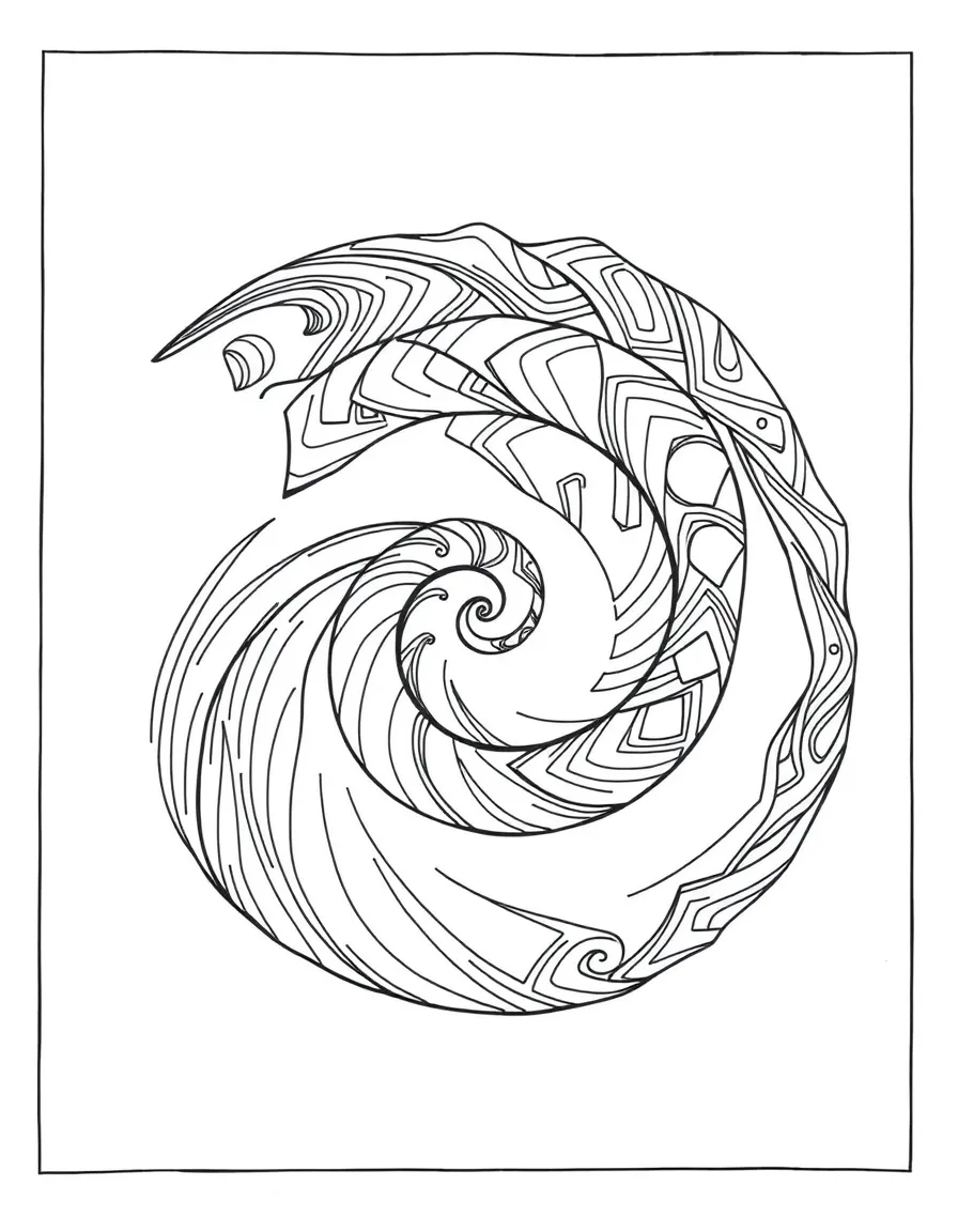 Abstract spiral of life with transitioning patterns