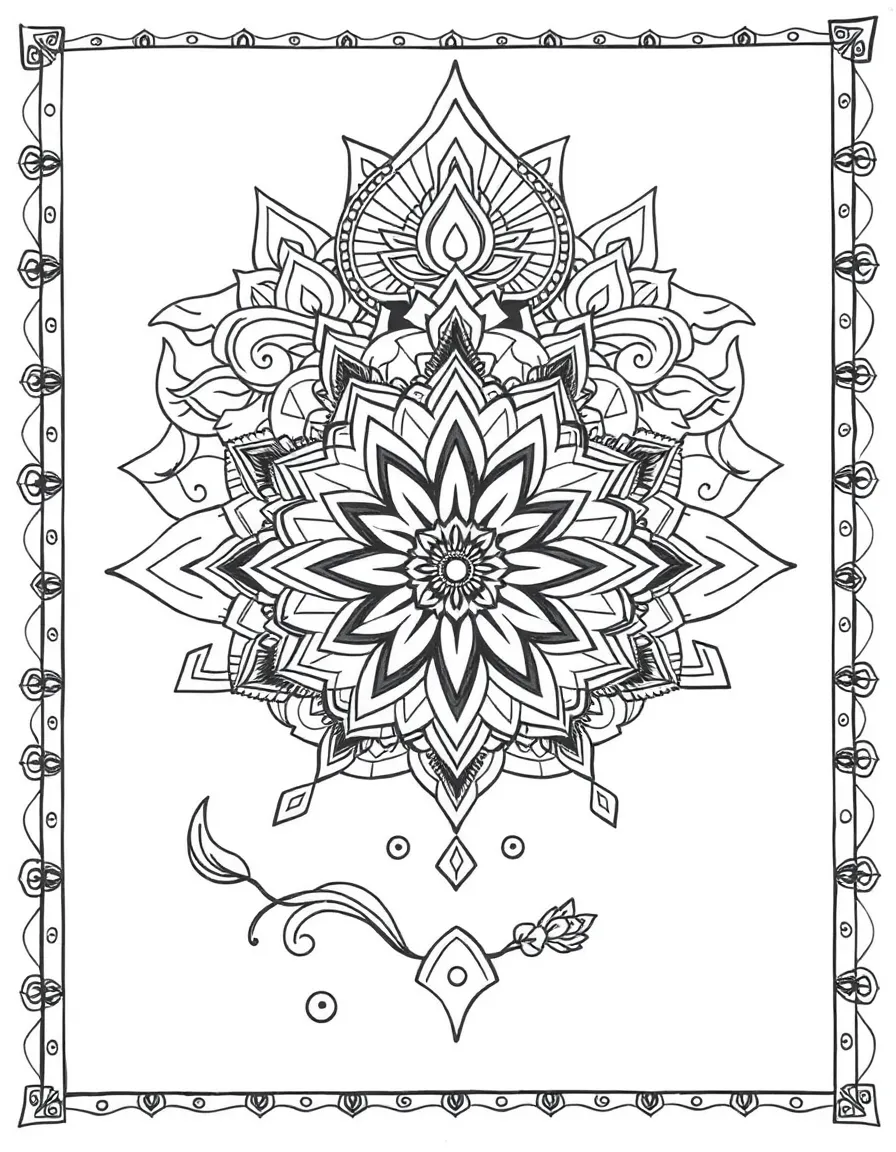 Zentangle Indonesian batik patterns with spiritual elements