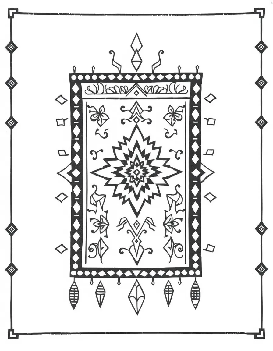 Zentangle Navajo rug pattern with symbolic elements