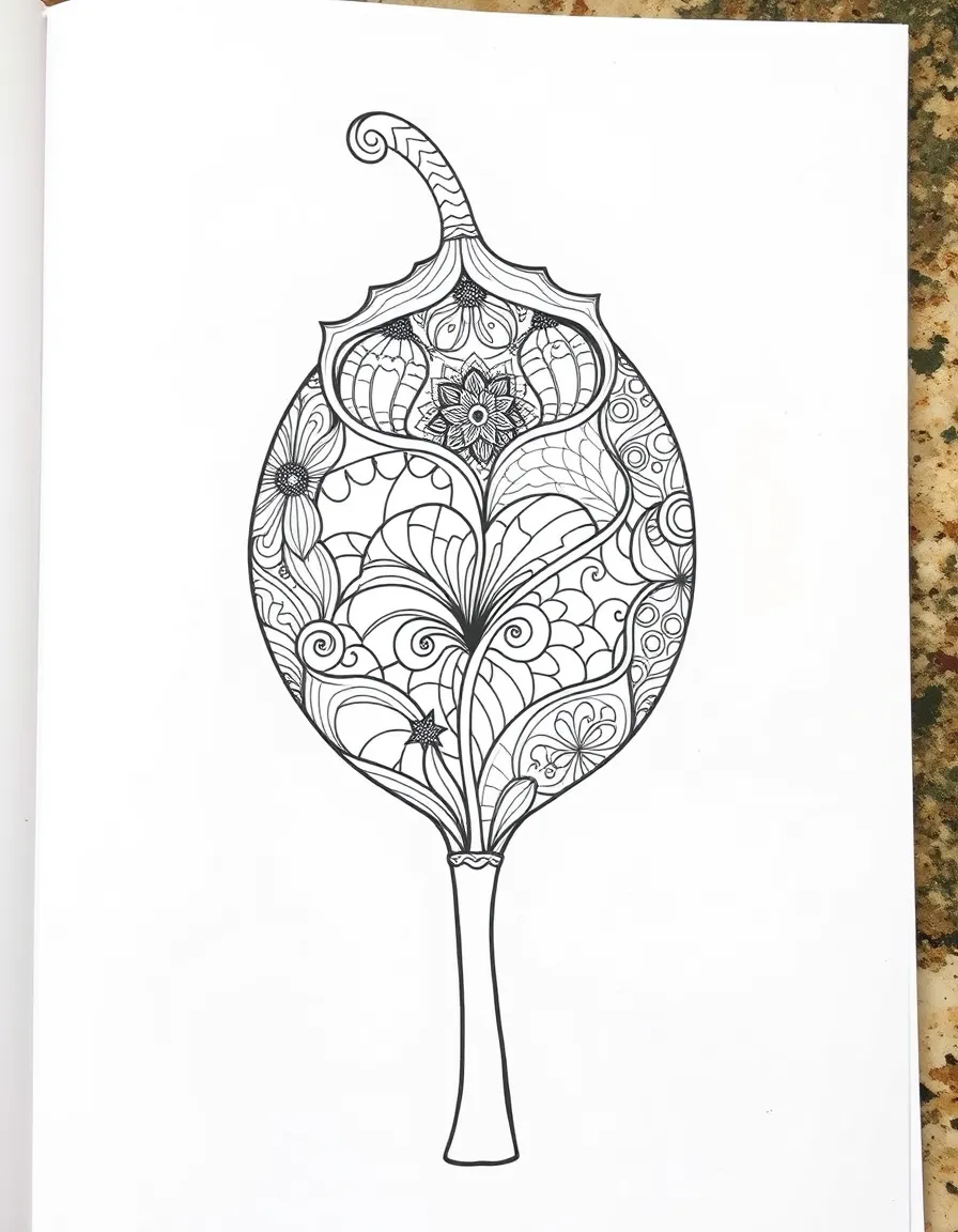 Zentangle seed pod collection with internal pattern details