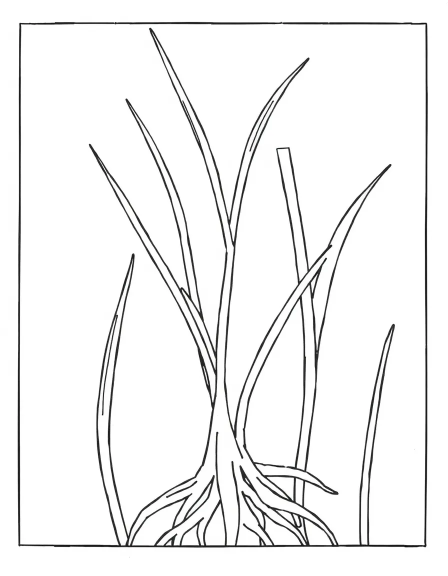 Abstract grass with blade and root pattern details