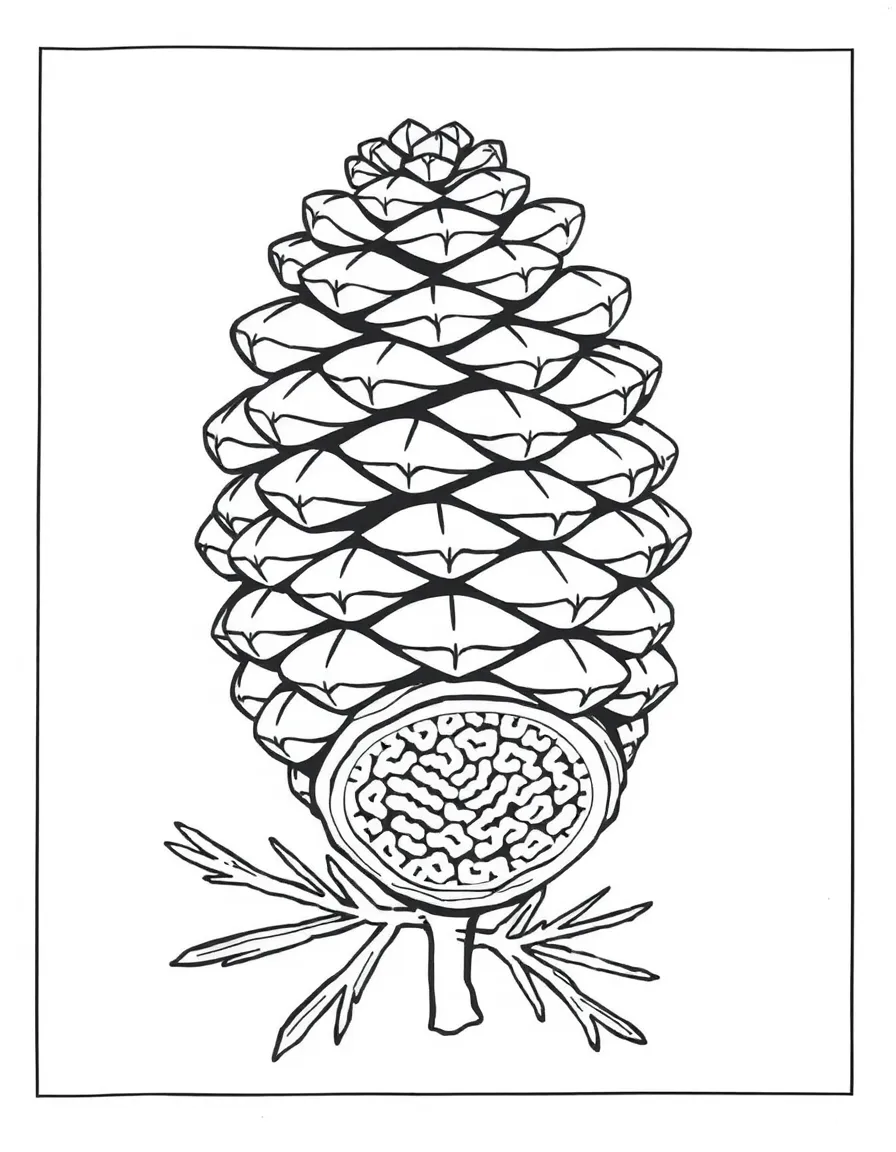 Pattern pine cone with scale and core details
