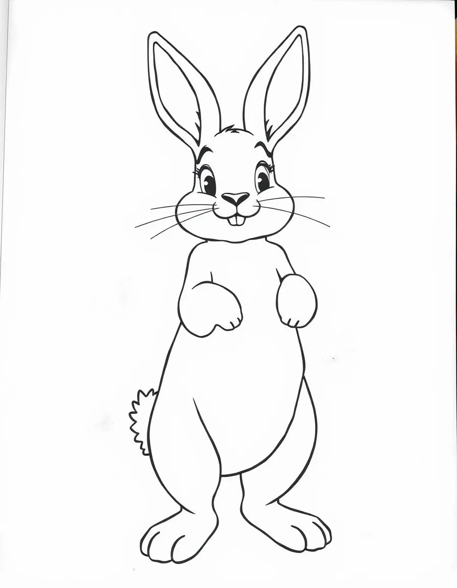 A bunny standing on its hind legs, looking curiously.