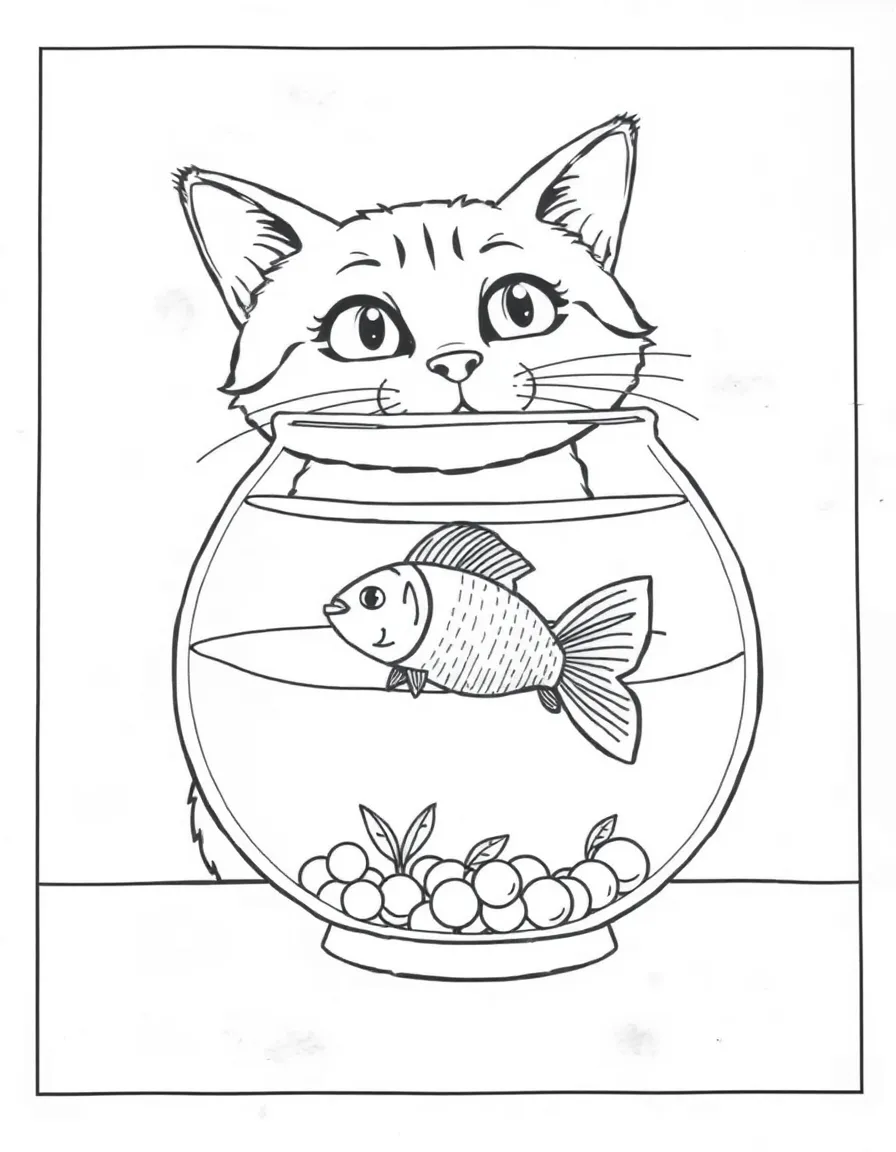 A cat staring at a fish in a fishbowl.