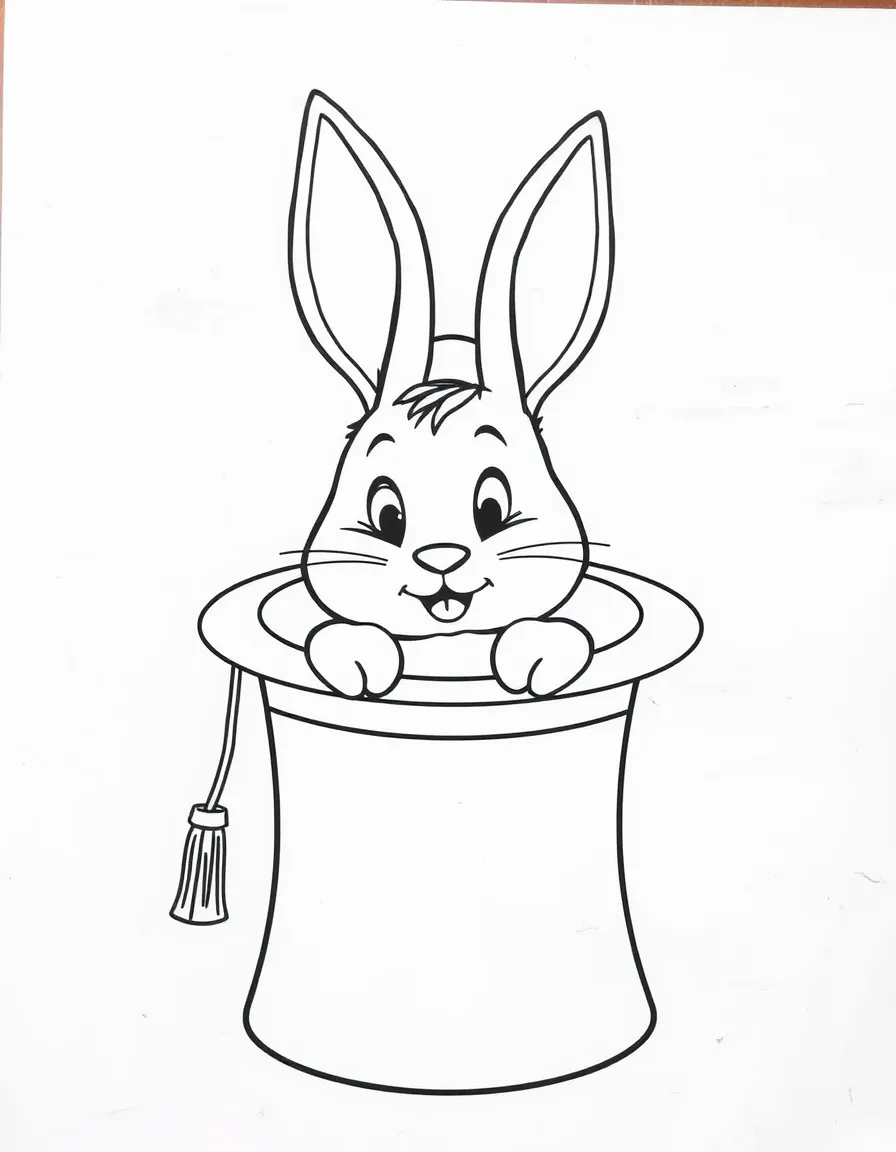 A rabbit hiding inside a magician's hat.