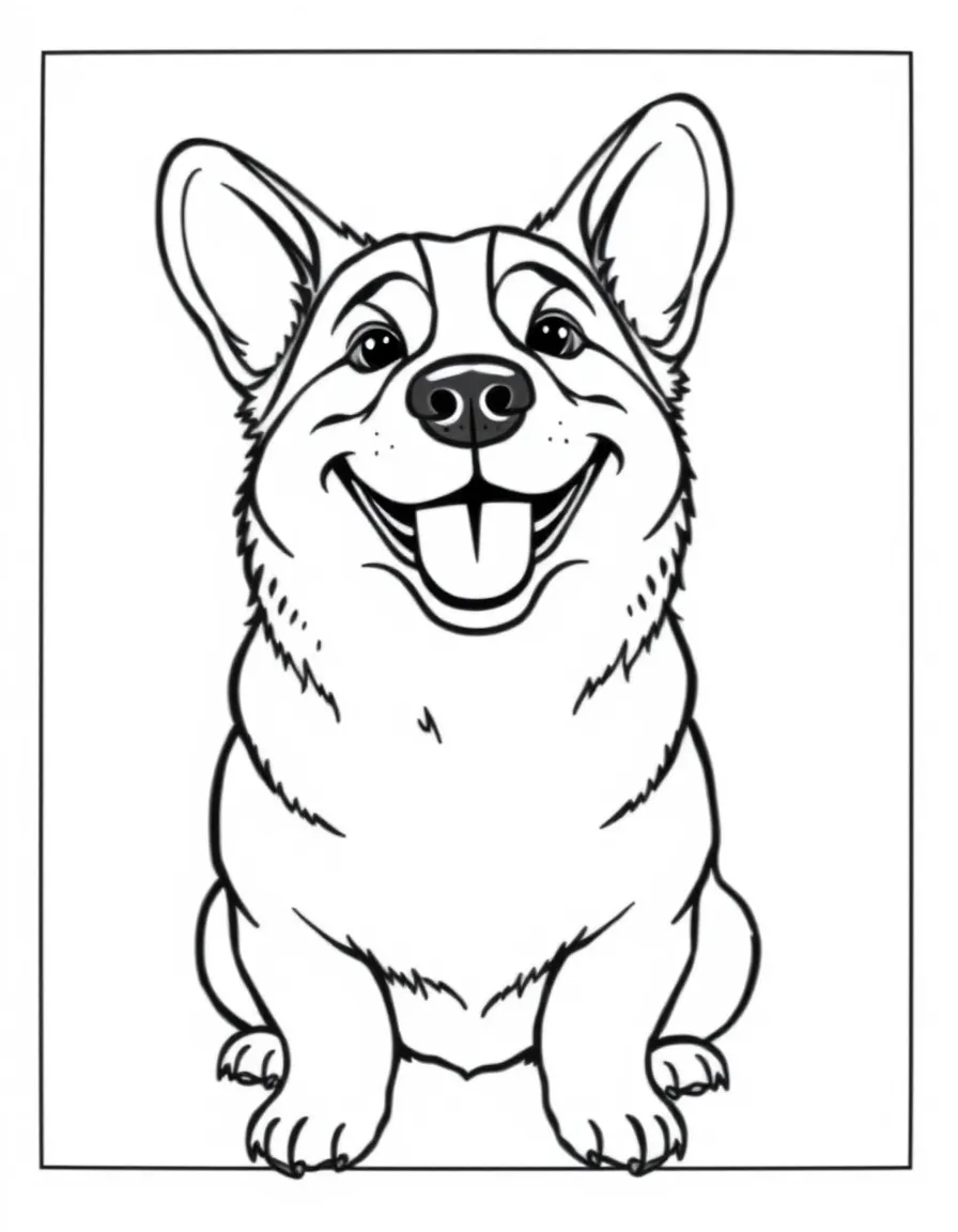 A corgi with a big happy grin.