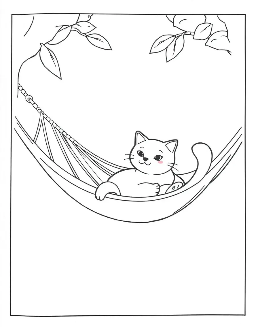 A cat lounging on a hammock.