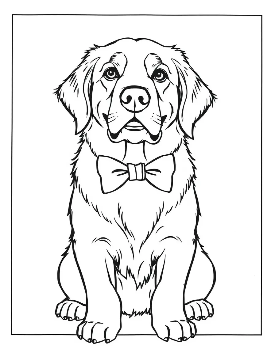 A golden retriever wearing a bowtie.