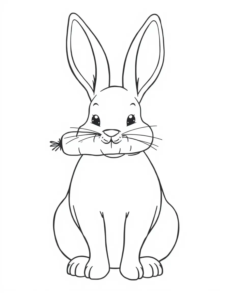 A bunny balancing a carrot on its nose.