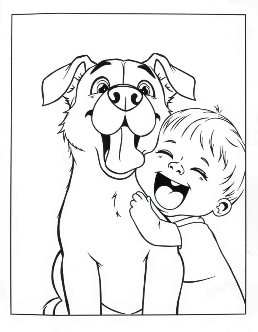 A dog licking a child’s face in excitement.
