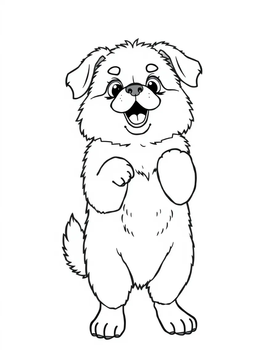 A fluffy dog standing on its hind legs, begging for treats.