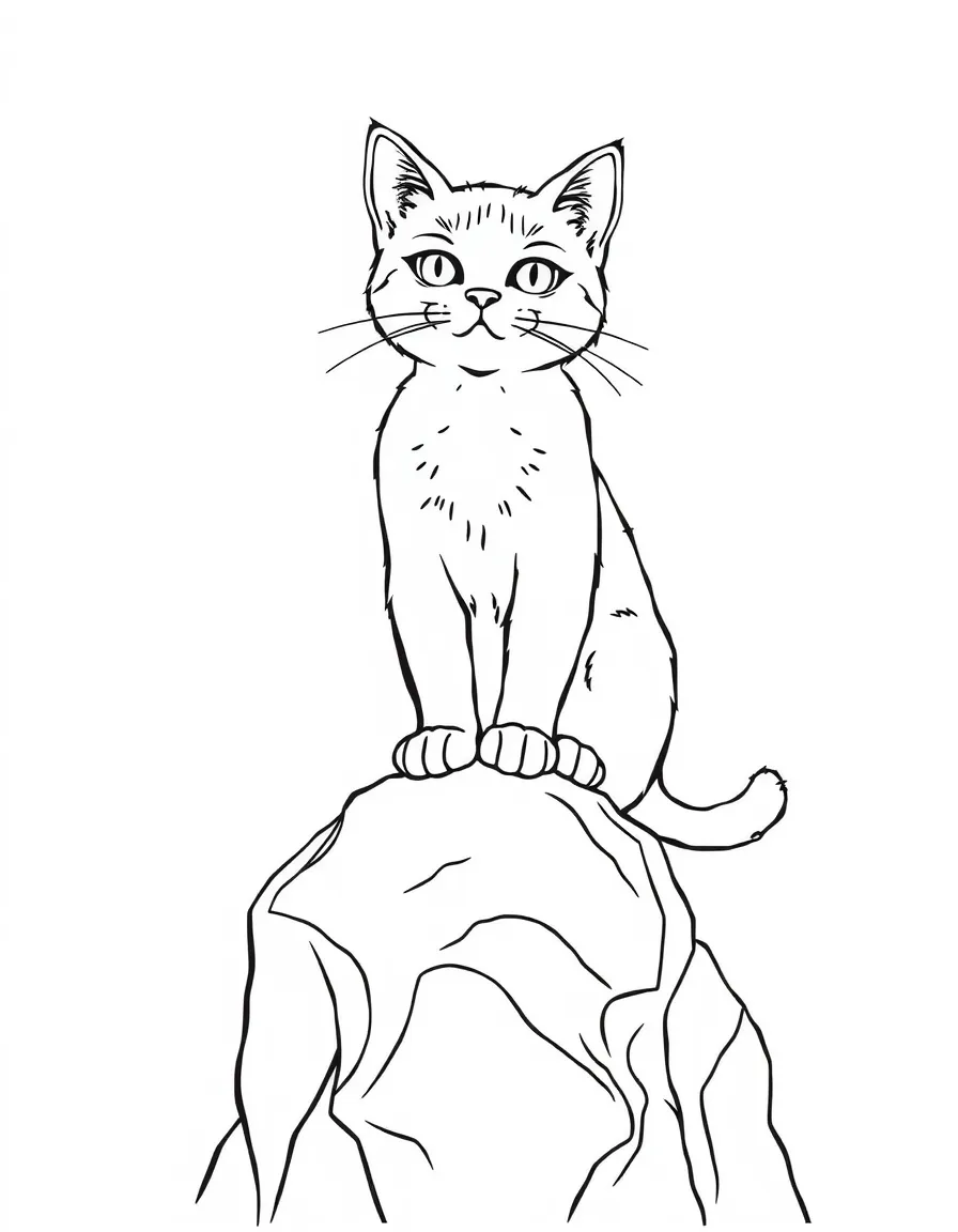 A cat standing majestically on top of a rock.