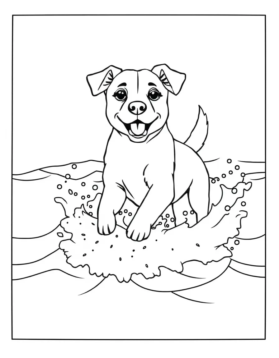 A dog playing in the ocean waves.