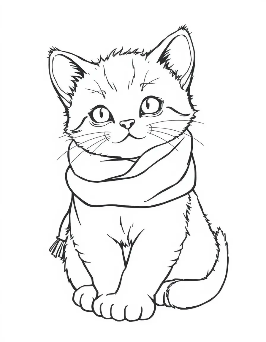A kitten wrapped in a soft scarf.