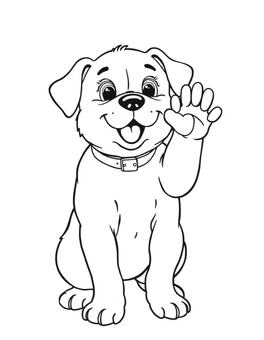 A puppy giving a high-five to its owner.
