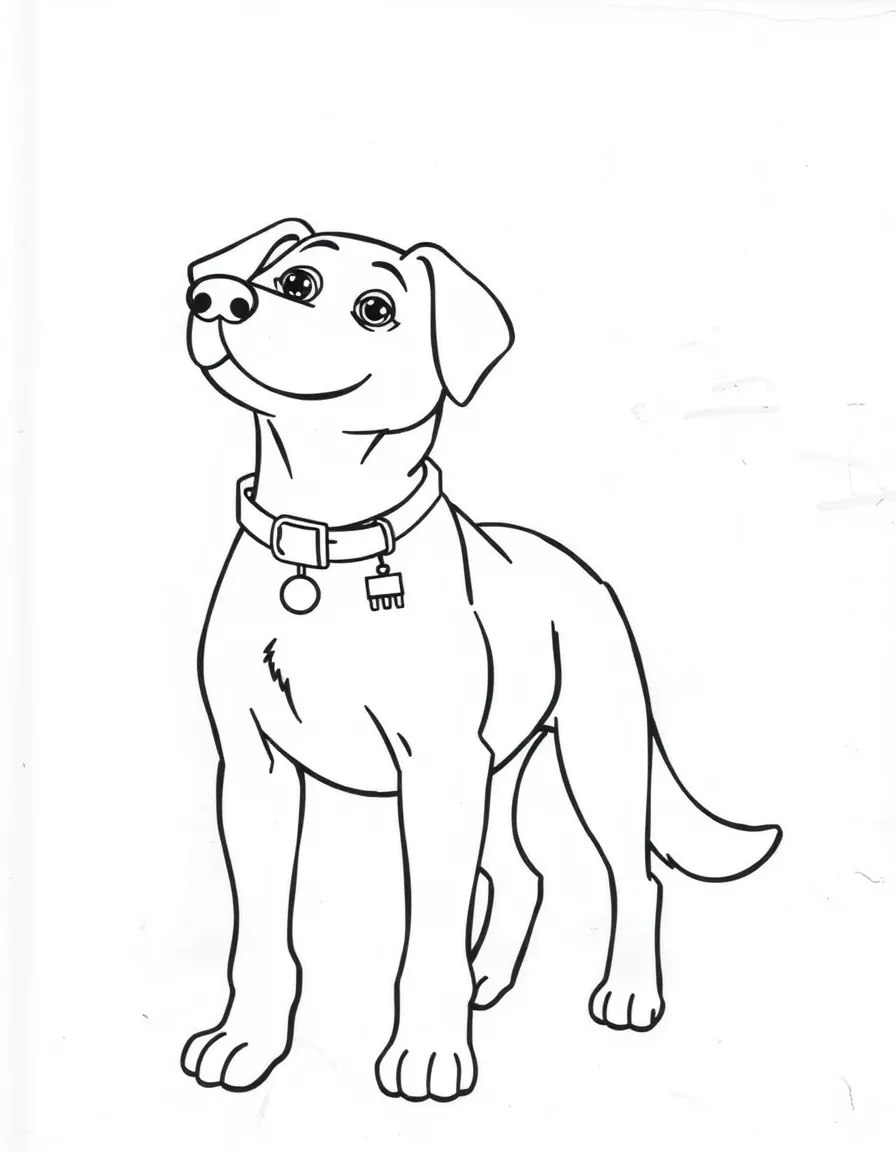 A dog standing proudly next to its owner.