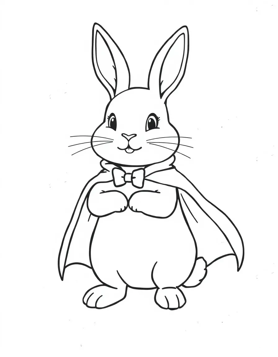 A rabbit wearing a tiny superhero cape.