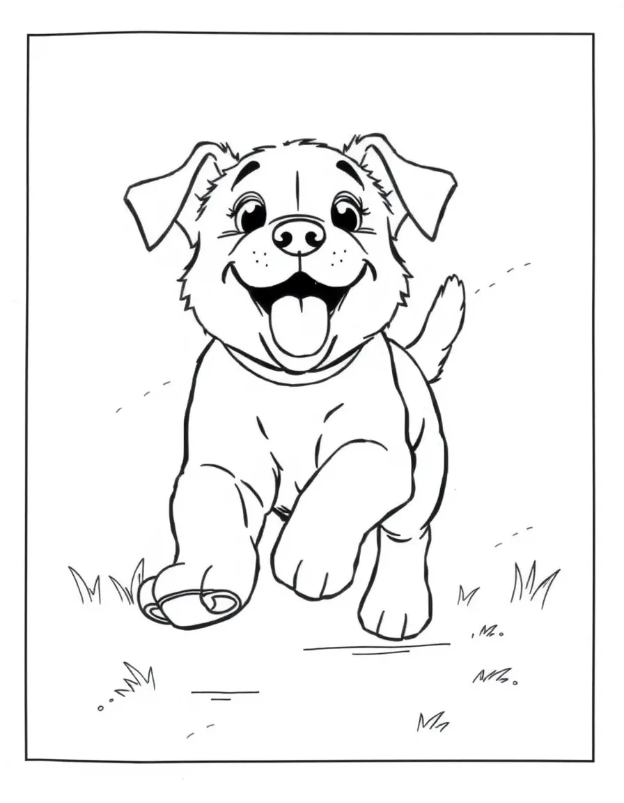 A puppy excitedly running toward its owner.