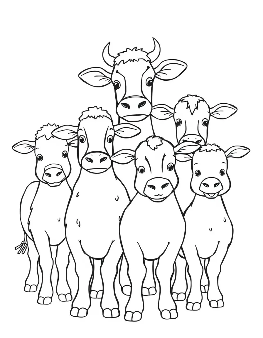 A group of farm animals standing together for a portrait.
