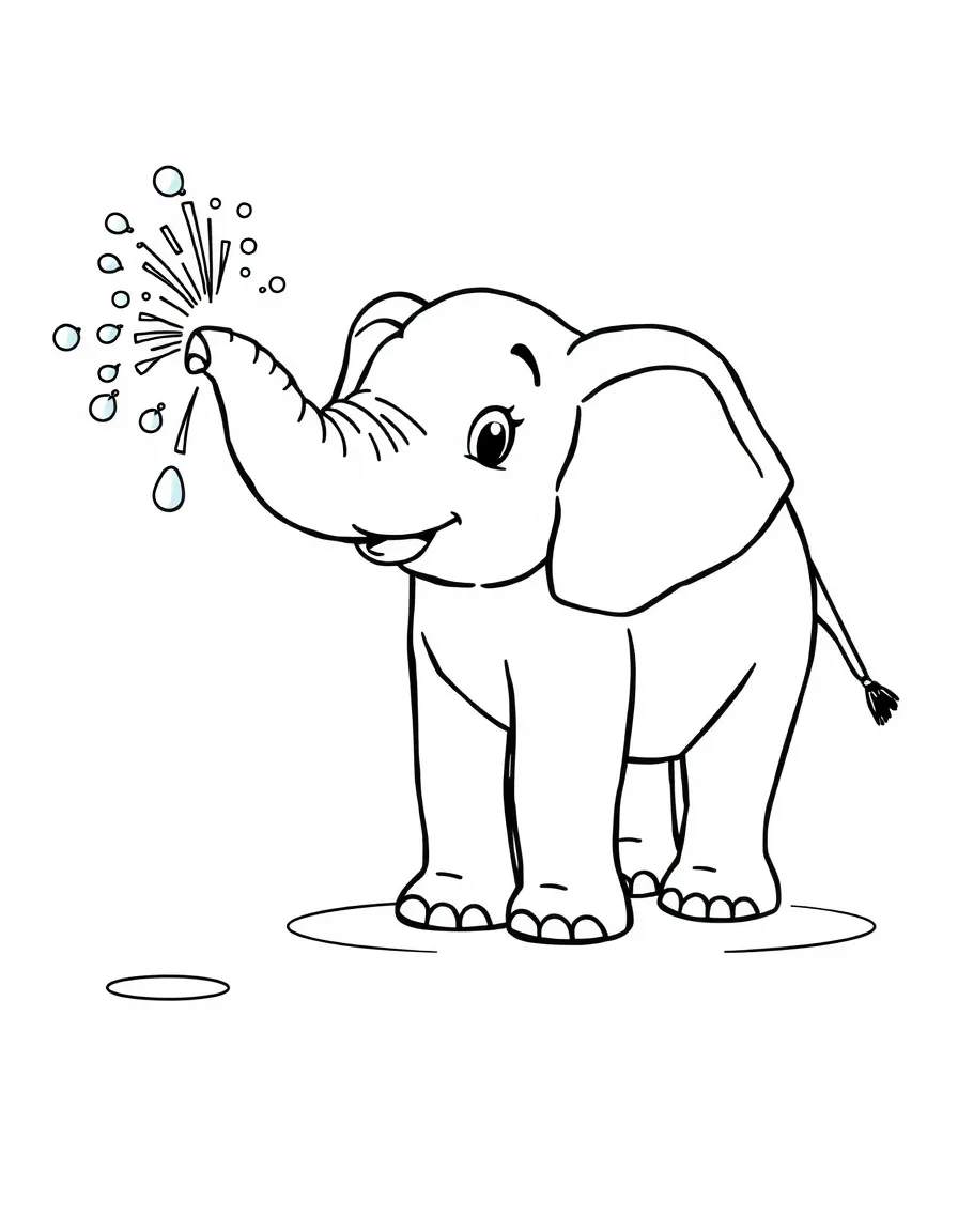 An elephant spraying water with its trunk.