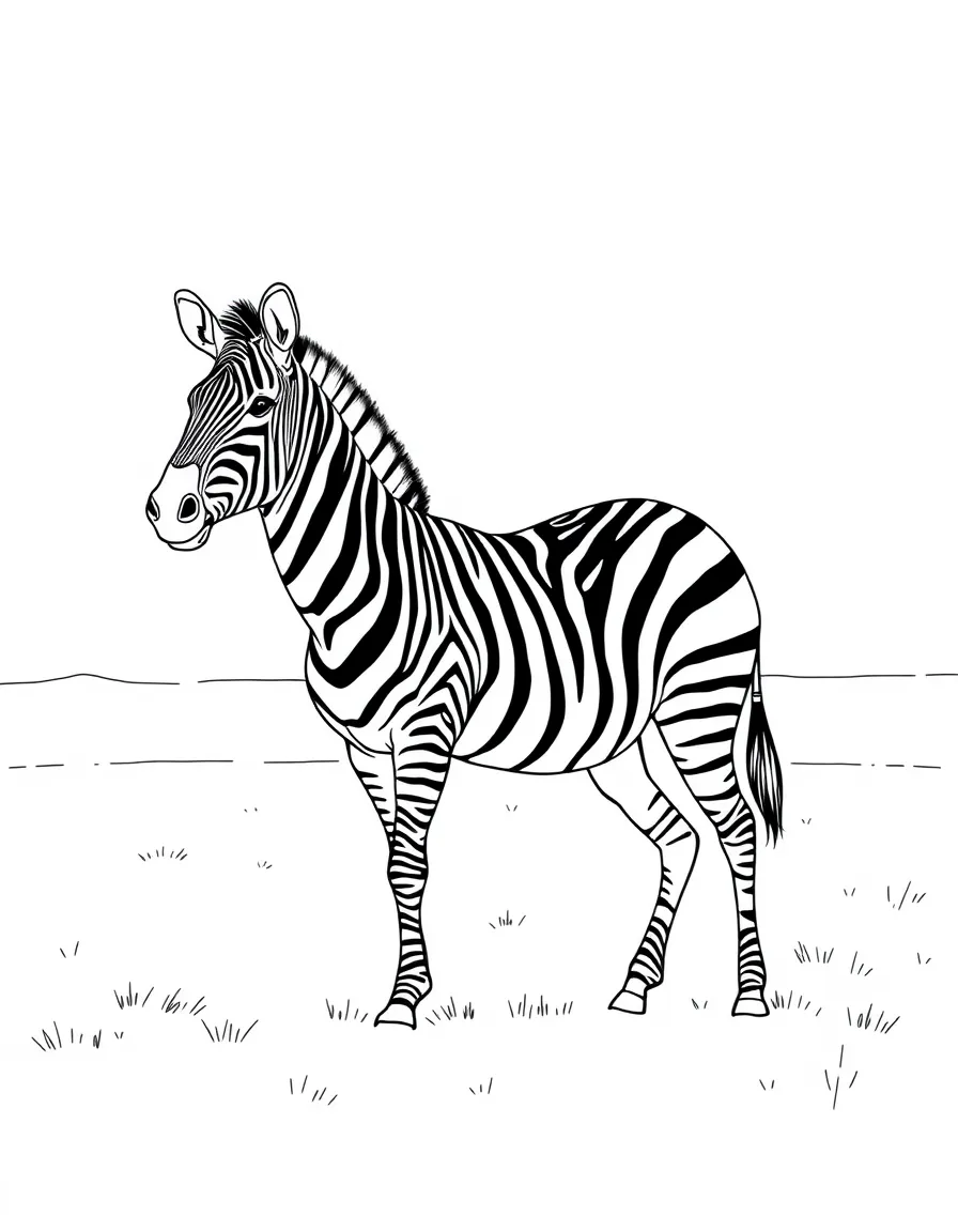 A zebra standing in a vast open plain.