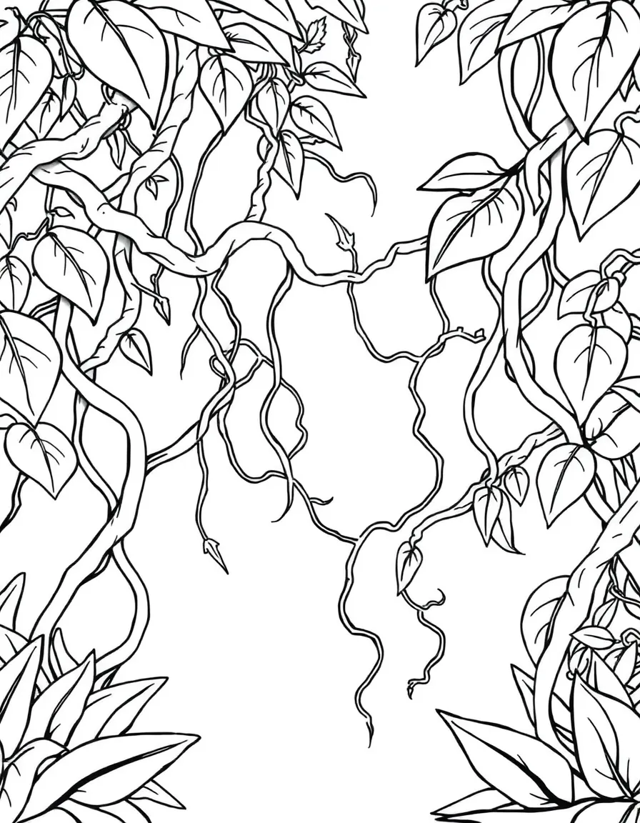 Twisted vines and lianas in a jungle setting