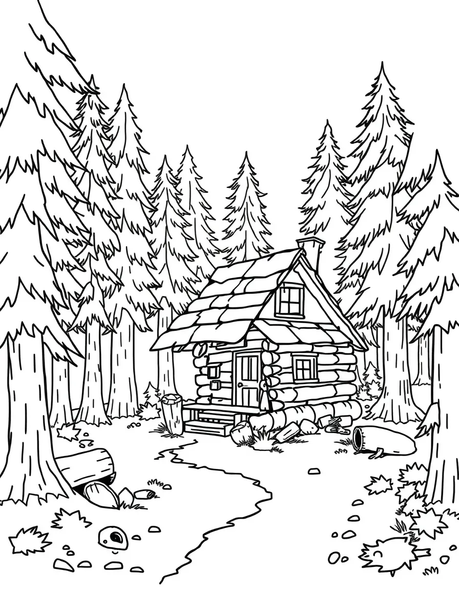 Woodcutter's cabin nestled deep in the forest
