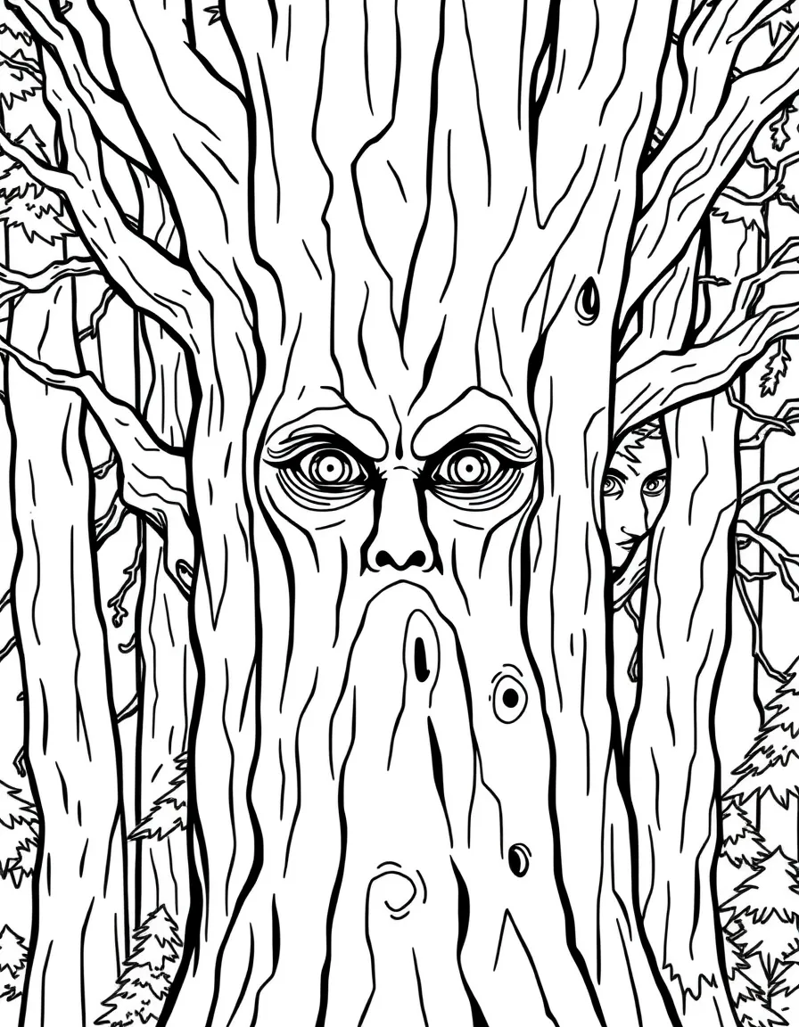 Tree faces hidden in the knots and bark of forest giants