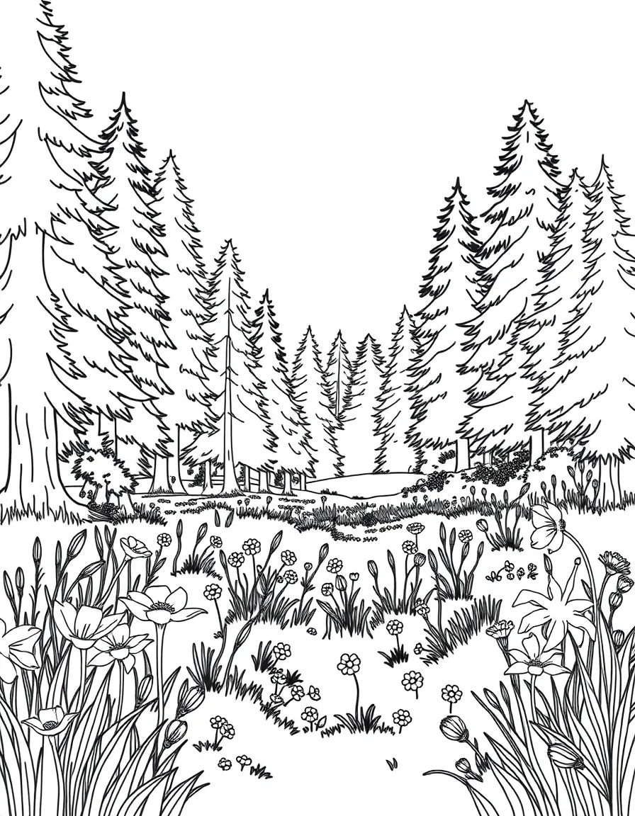 Forest edge meeting wildflower meadow