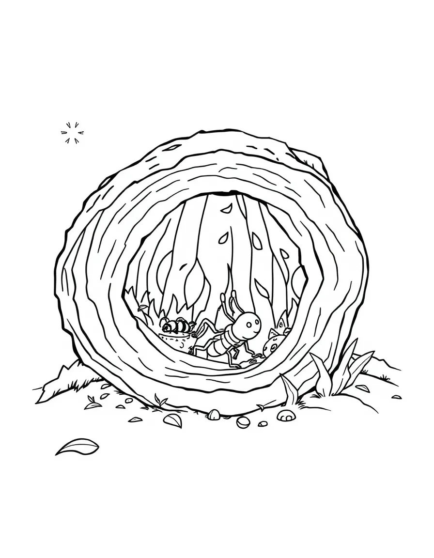 Hollow log revealing hidden forest insect life