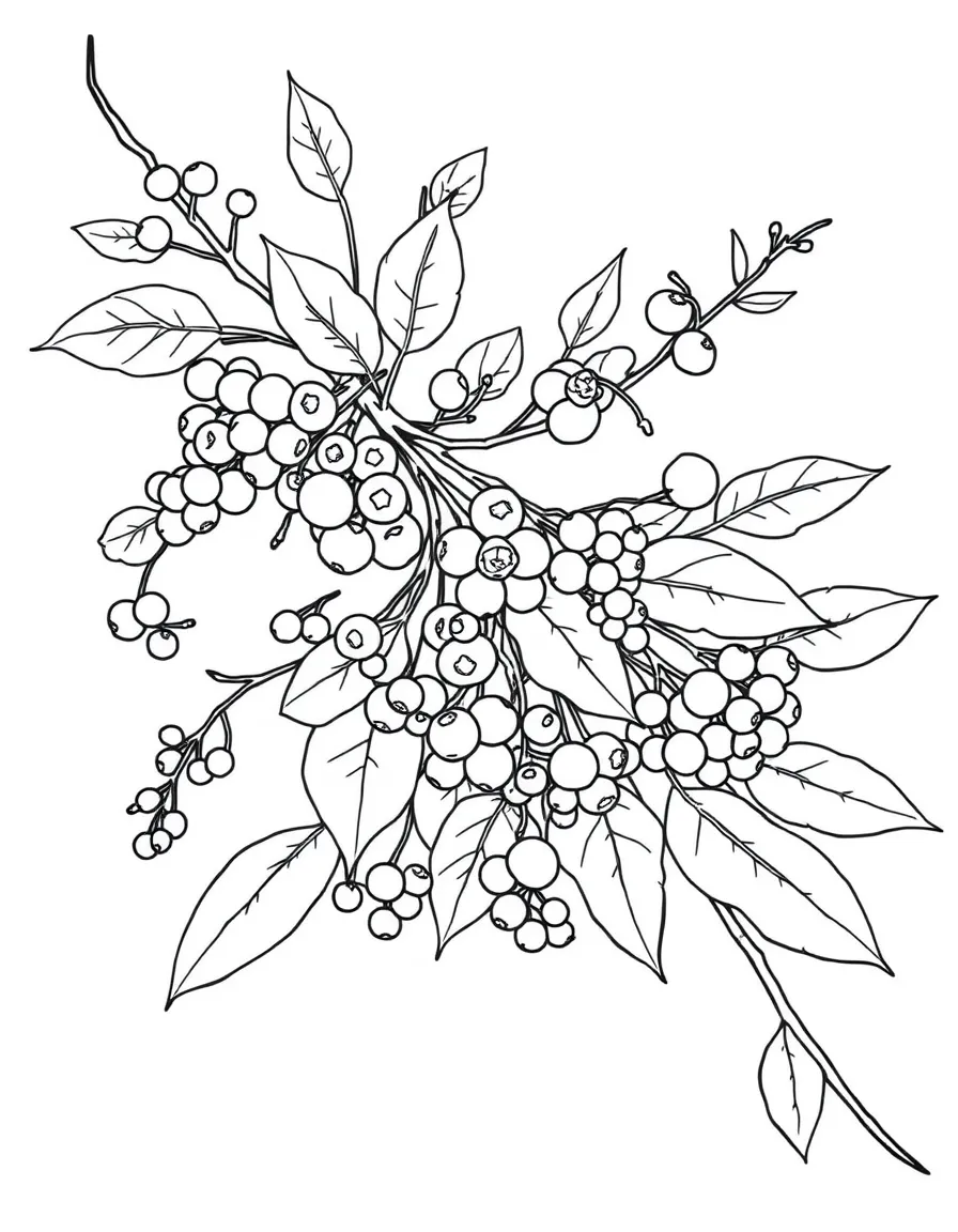 Wild berries and forest fruits on bushes