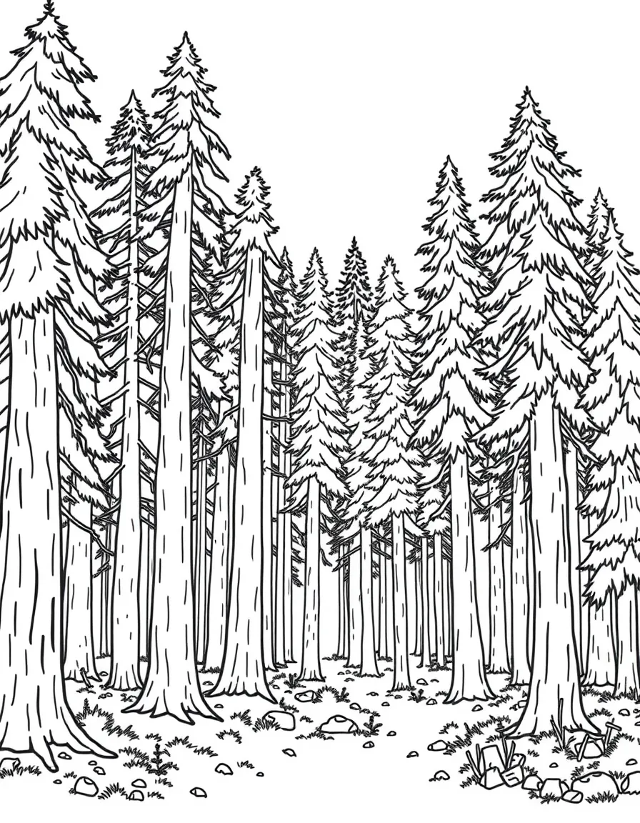 Old growth forest with trees of different ages and sizes
