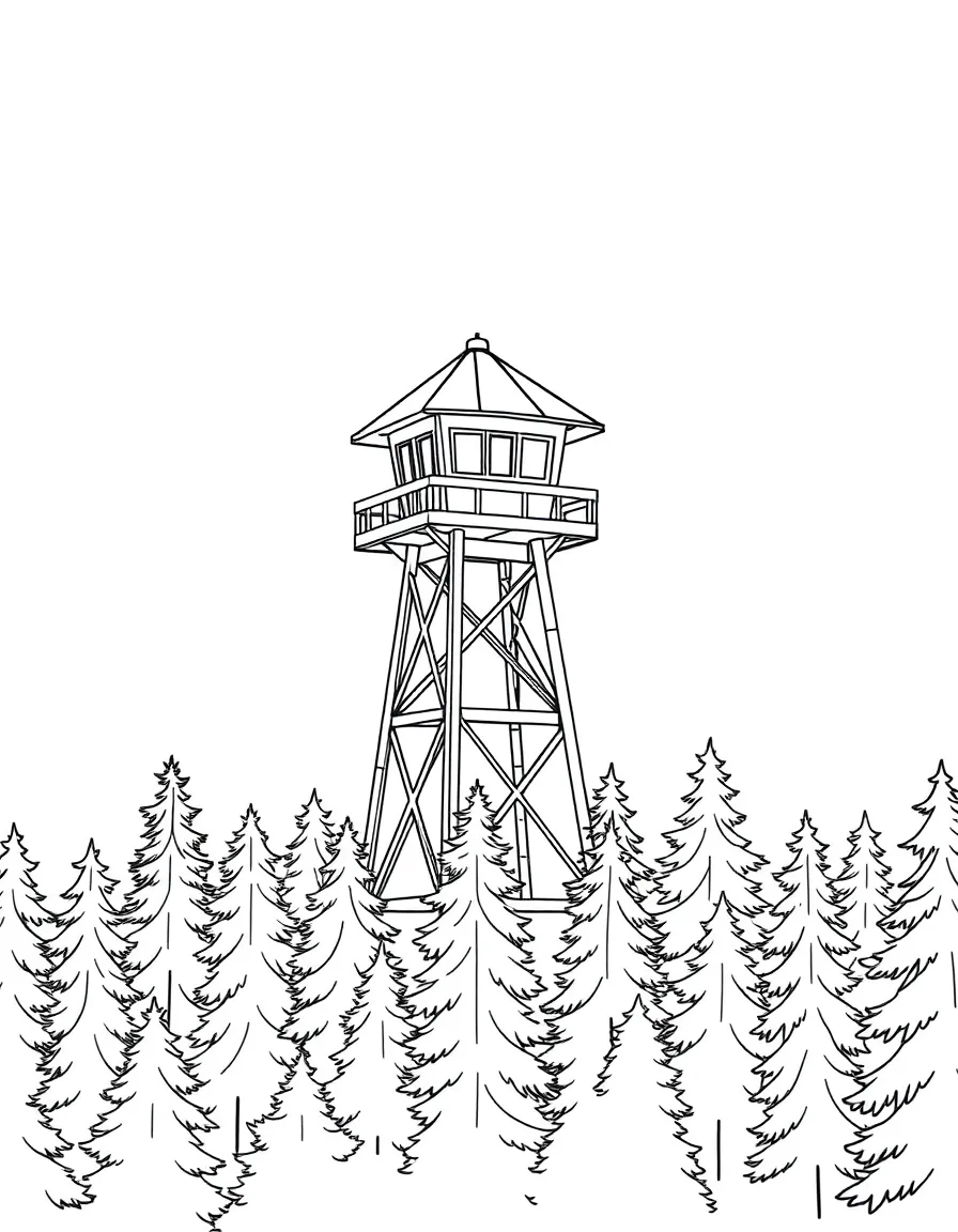 Forester's lookout tower rising above treetops