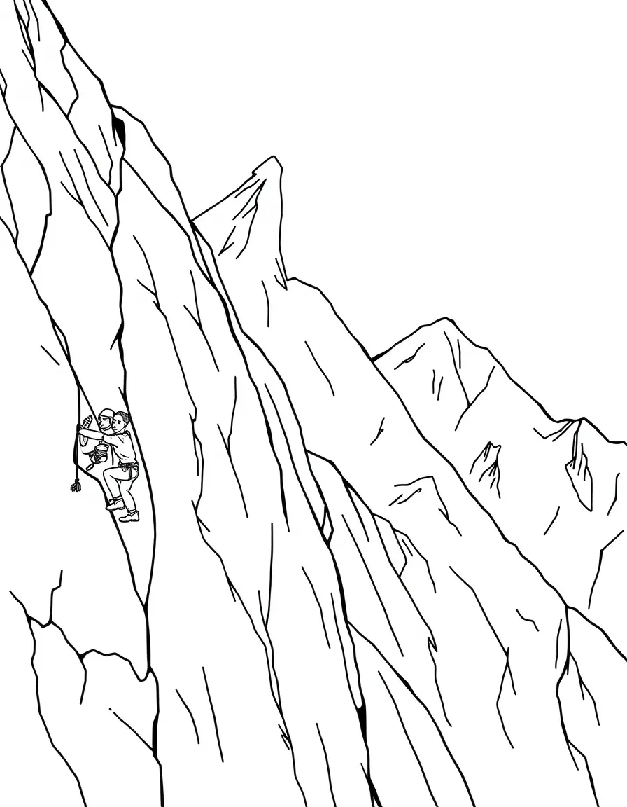 Mountain climbers scaling a challenging rock face