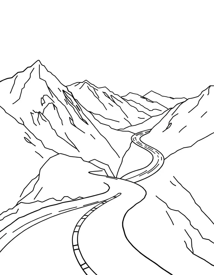 Winding mountain road with hairpin turns