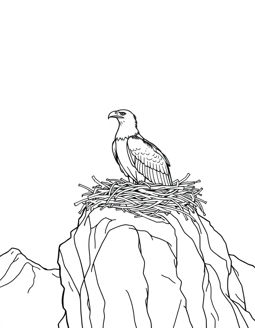 Condor's nest built on inaccessible mountain ledge