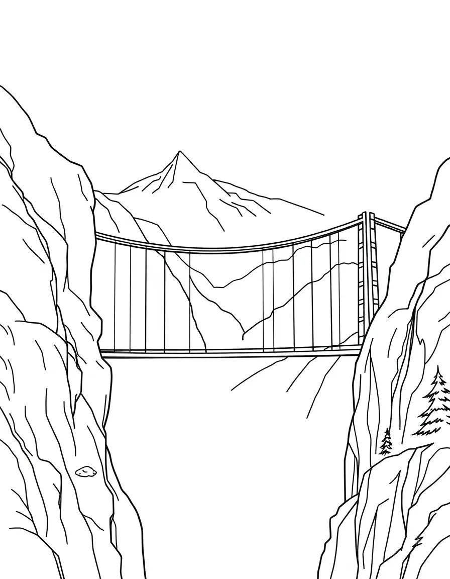 Suspension bridge spanning mountain gorge