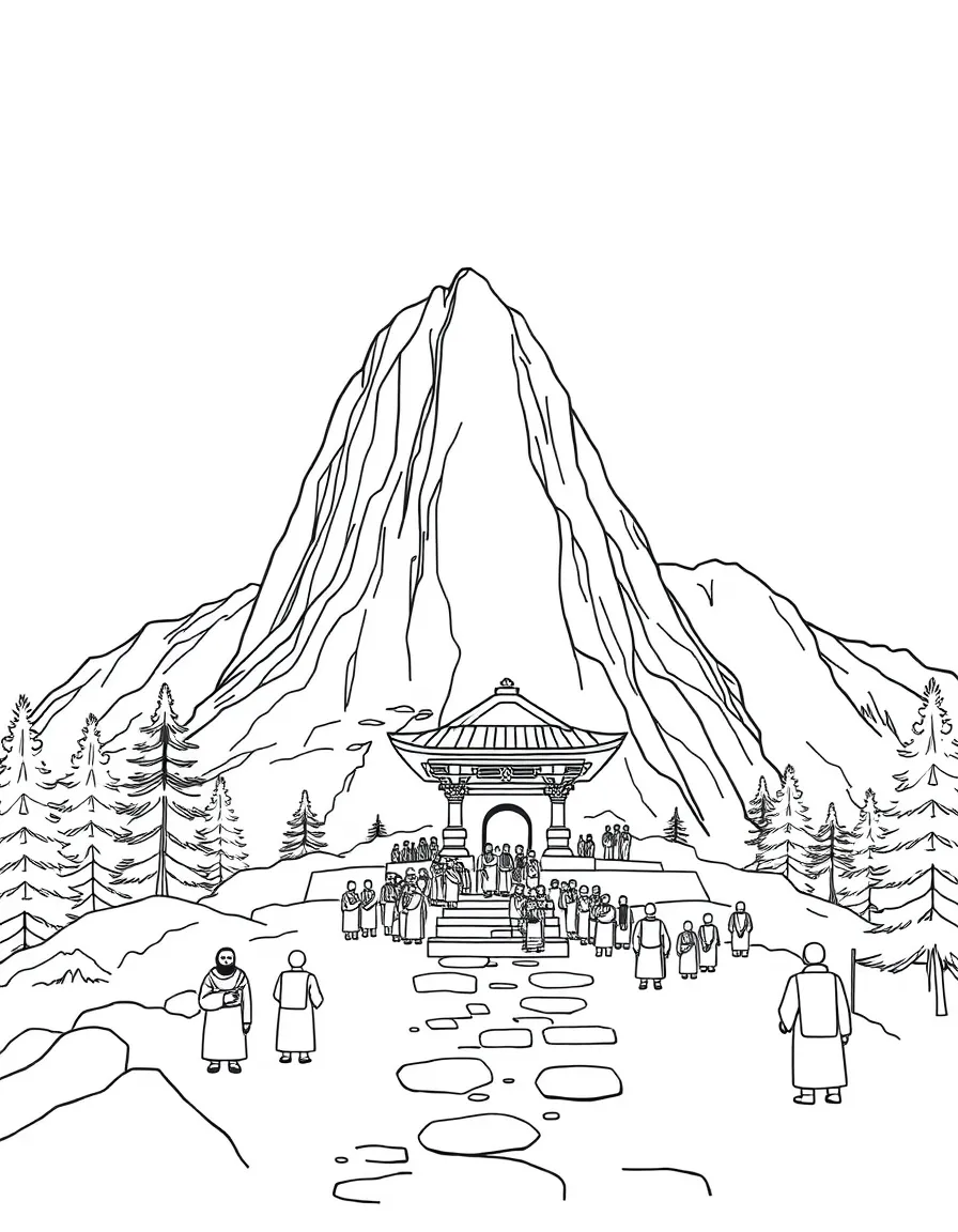Stone mountain shrine visited by pilgrims