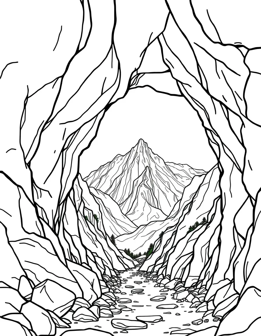 Mountain tunnel carved through solid rock