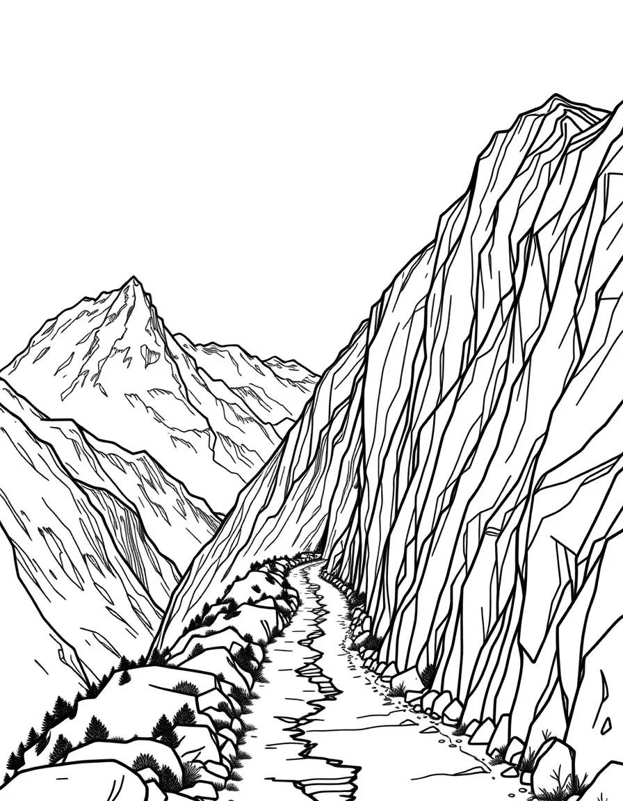 Narrow mountain path with steep drop-offs