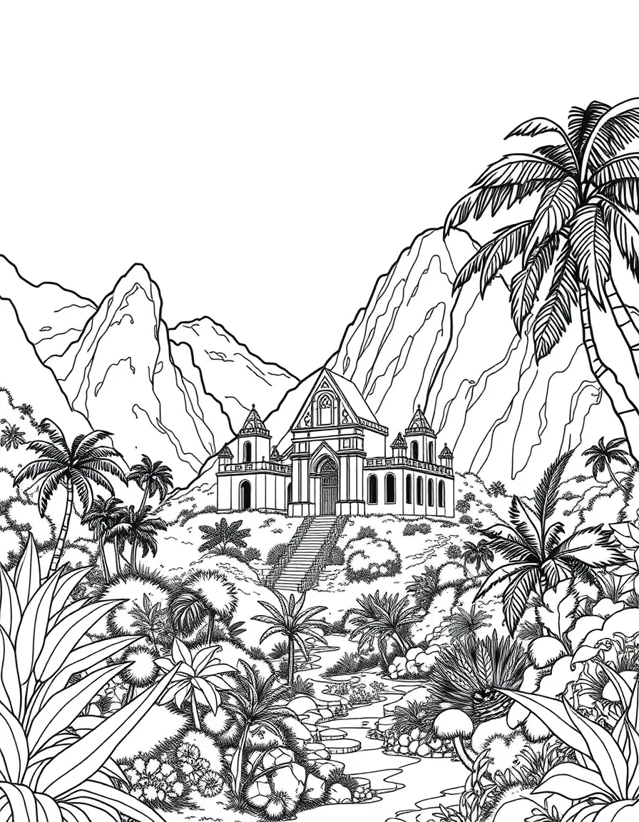Lost city ruins hidden in mountain jungle