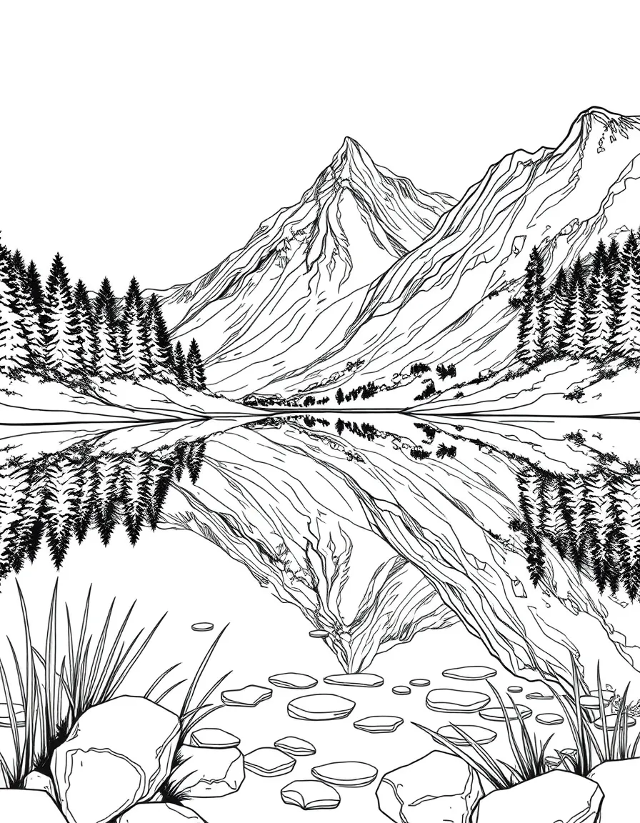 Mountain reflecting in crystal clear lake