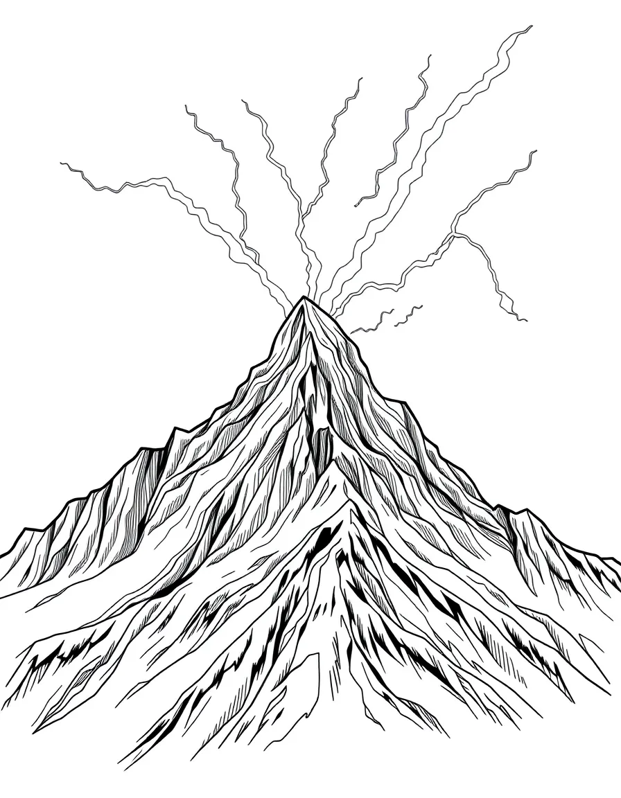 Lightning striking dramatic mountain peak
