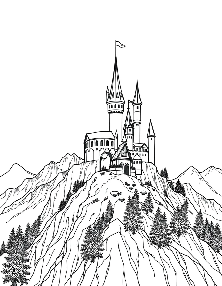 Mountain fairy tale castle on highest peak