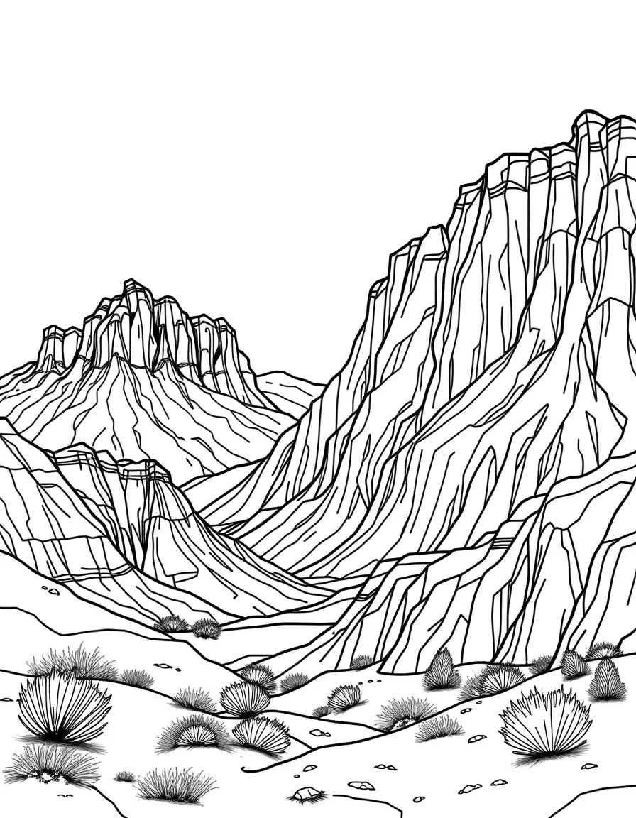 Desert mountains with dramatic erosion patterns